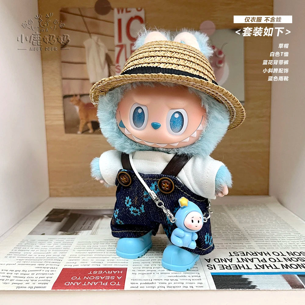 New for Labubu V1 V2 V3 Clothes Vinyl Baby Clothes Lucky Loyalty Trendy Cool Strap Pants Diy Accessories Gift Customization Doll