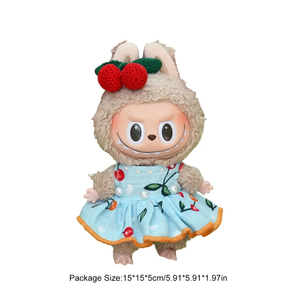 For Labubu V1 V2 Idol Cute Doll Clothes Fashion Mini Doll Outfit Accessories Leisure Suit Clothing 17Cm Labubu Clothe Best Gifts