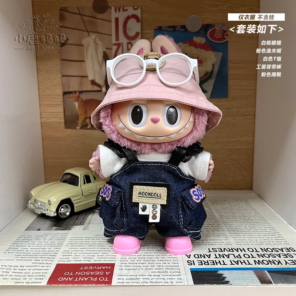 New for Labubu V1 V2 V3 Clothes Vinyl Baby Clothes Lucky Loyalty Trendy Cool Strap Pants Diy Accessories Gift Customization Doll