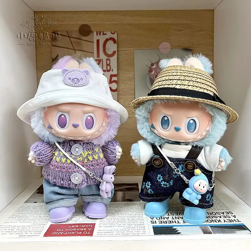 New for Labubu V1 V2 V3 Clothes Vinyl Baby Clothes Lucky Loyalty Trendy Cool Strap Pants Diy Accessories Gift Customization Doll