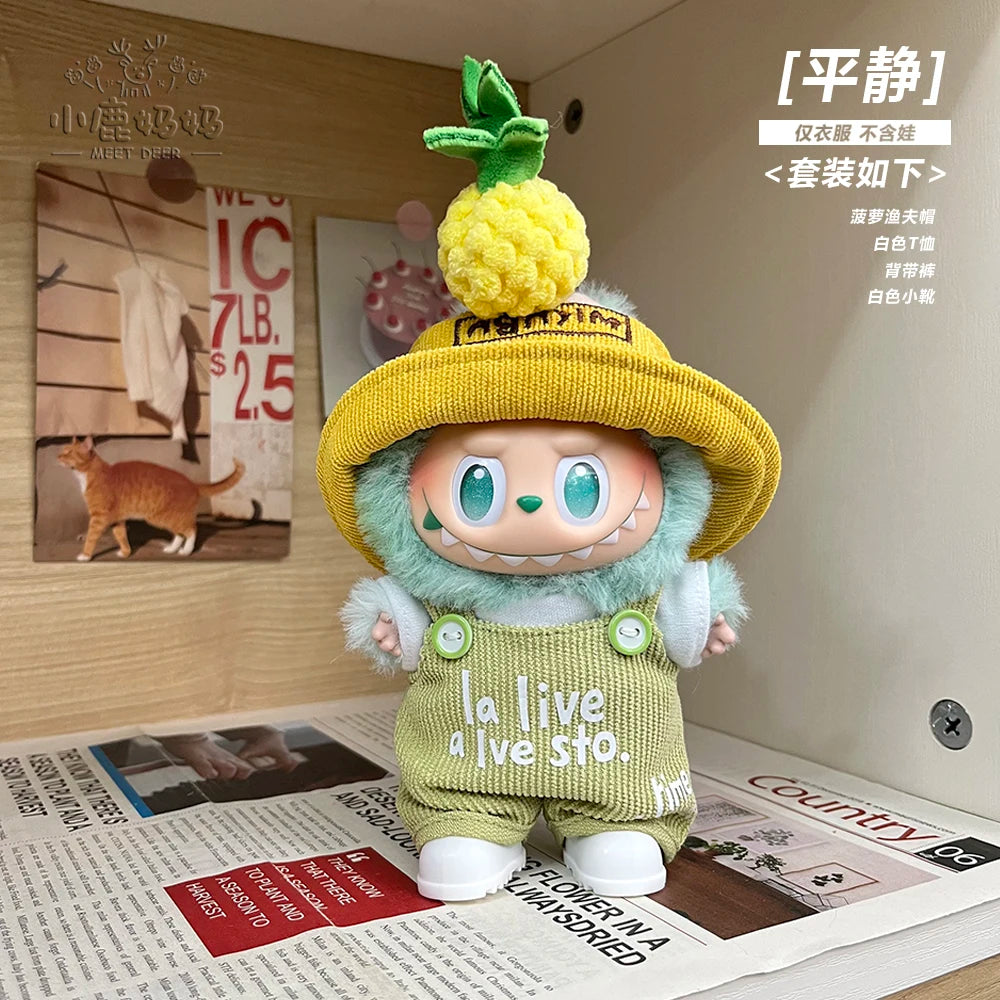 New for Labubu V1 V2 V3 Clothes Vinyl Baby Clothes Lucky Loyalty Trendy Cool Strap Pants Diy Accessories Gift Customization Doll