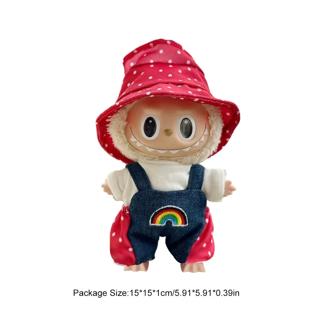 For Labubu V1 V2 Idol Cute Doll Clothes Fashion Mini Doll Outfit Accessories Leisure Suit Clothing 17Cm Labubu Clothe Best Gifts