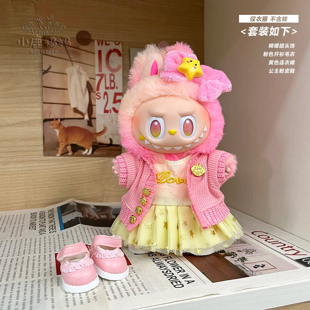 New for Labubu V1 V2 V3 Clothes Vinyl Baby Clothes Lucky Loyalty Trendy Cool Strap Pants Diy Accessories Gift Customization Doll