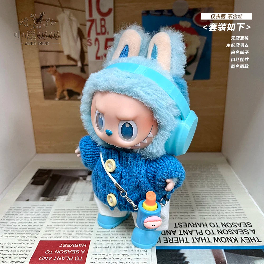 New for Labubu V1 V2 V3 Clothes Vinyl Baby Clothes Lucky Loyalty Trendy Cool Strap Pants Diy Accessories Gift Customization Doll