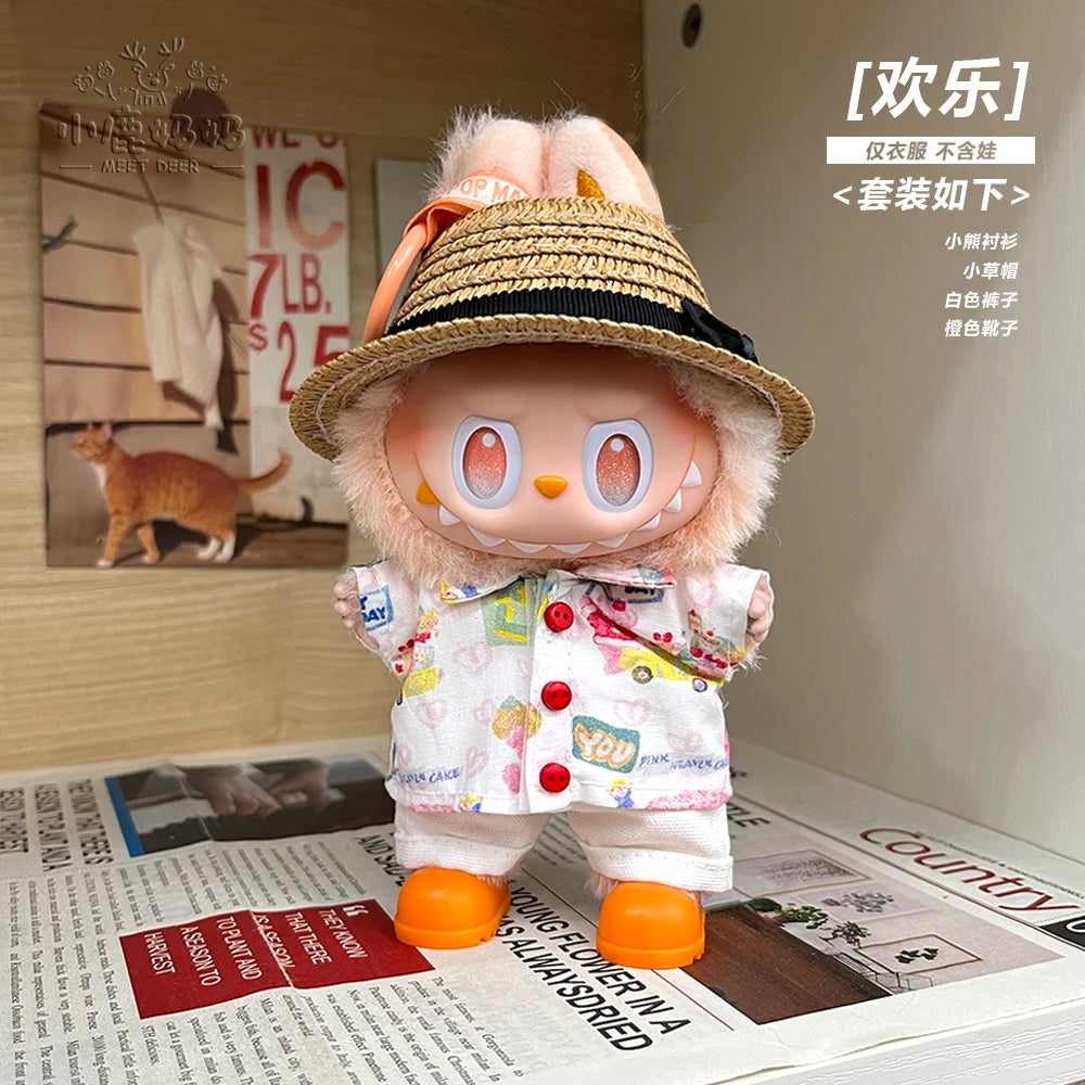 New for Labubu V1 V2 V3 Clothes Vinyl Baby Clothes Lucky Loyalty Trendy Cool Strap Pants Diy Accessories Gift Customization Doll