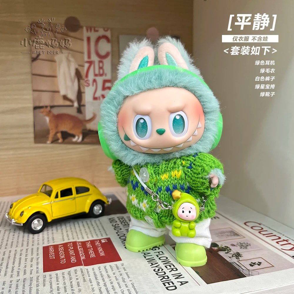 New for Labubu V1 V2 V3 Clothes Vinyl Baby Clothes Lucky Loyalty Trendy Cool Strap Pants Diy Accessories Gift Customization Doll