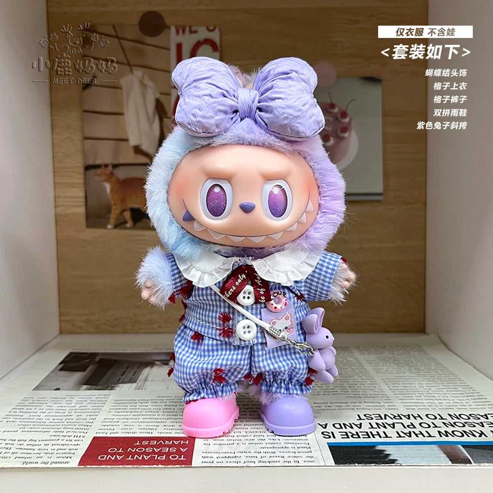 New for Labubu V1 V2 V3 Clothes Vinyl Baby Clothes Lucky Loyalty Trendy Cool Strap Pants Diy Accessories Gift Customization Doll