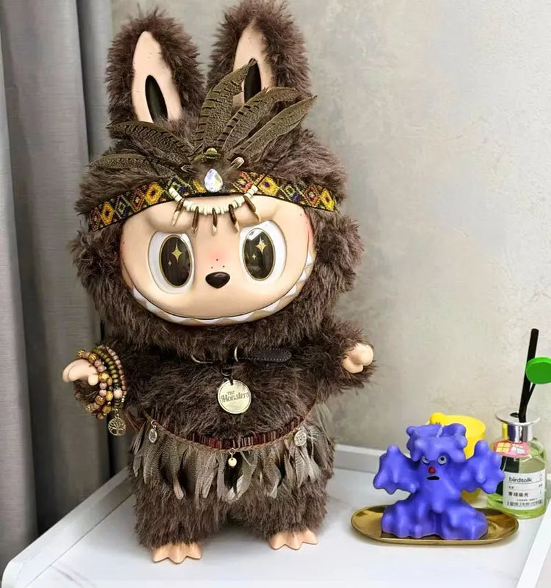 58Cm Doll Clothing Accessories Labubu Leader Zimomo Dog Tooth Necklace Diy Pheasant Tail Headwear Apron
