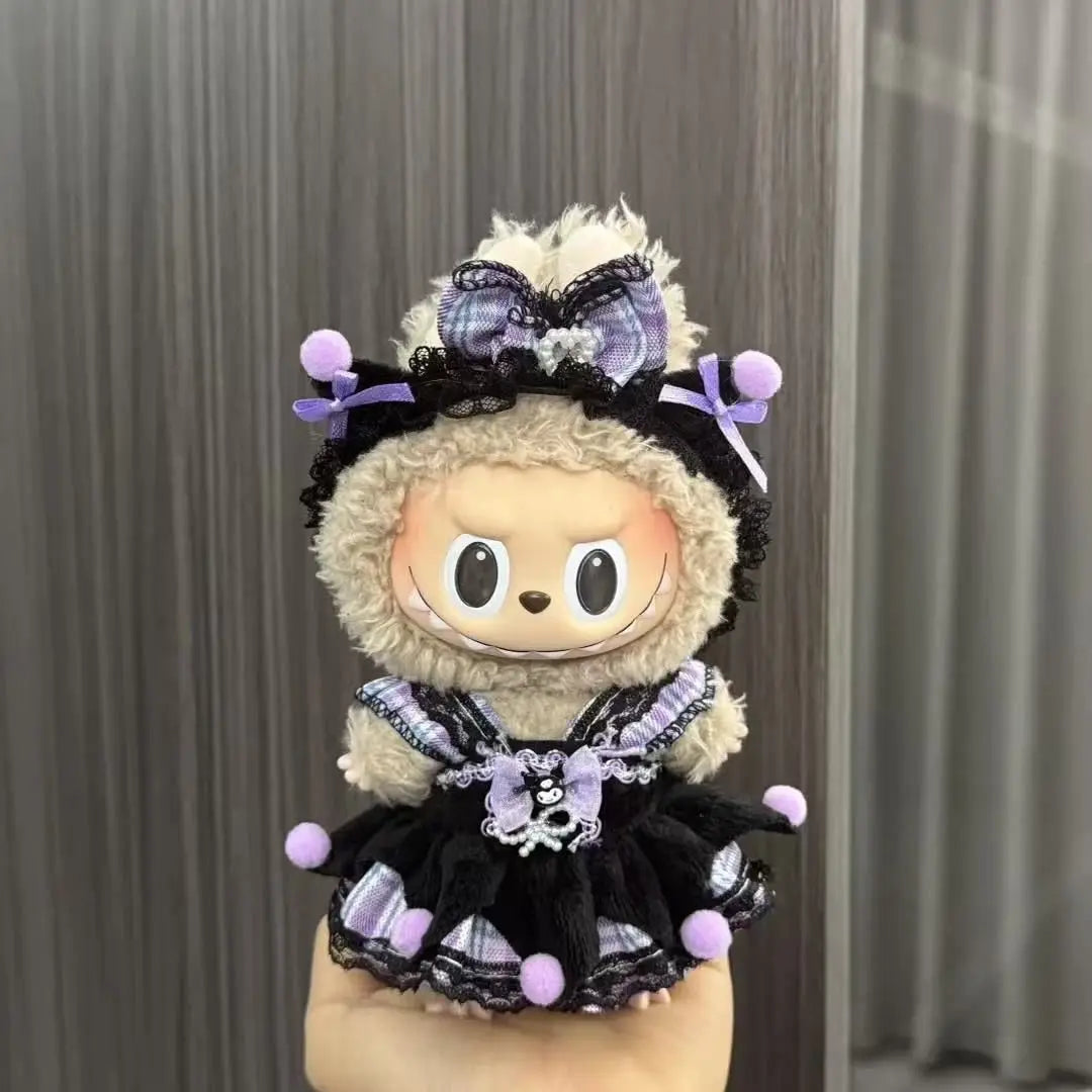 17Cm Labubu Doll'S Clothes the Monster Outfit Accessories Clothing DIY Kids Gift Kuromi Dress Purple Cool Girls Hair Band