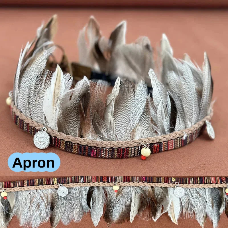 58Cm Doll Clothing Accessories Labubu Leader Zimomo Dog Tooth Necklace Diy Pheasant Tail Headwear Apron
