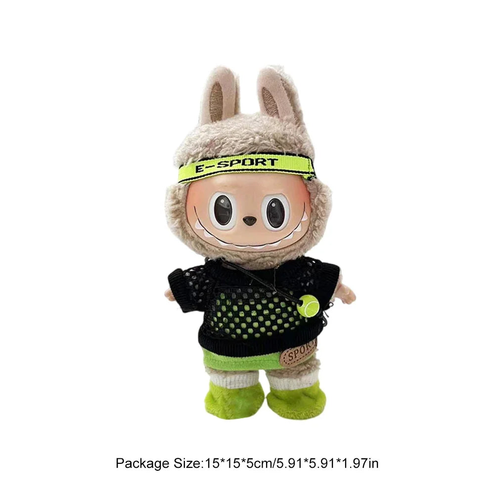 For Labubu V1 V2 Idol Cute Doll Clothes Fashion Mini Doll Outfit Accessories Leisure Suit Clothing 17Cm Labubu Clothe Best Gifts