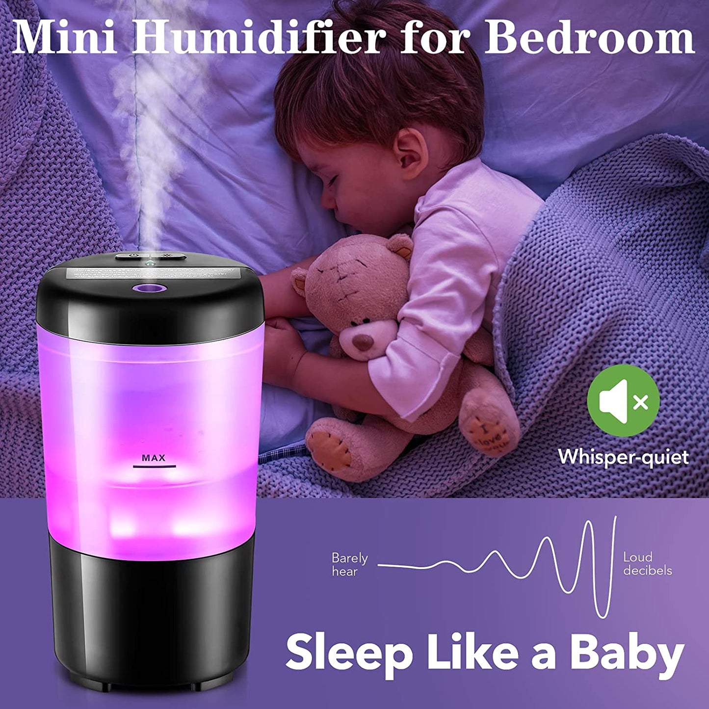 Car Diffuser Desk Humidifier - 7 Color Car Diffusers for Essential Oils, Portable Travel Humidifier