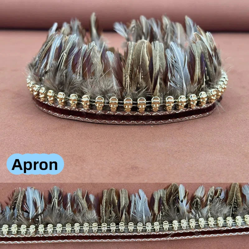 58Cm Doll Clothing Accessories Labubu Leader Zimomo Dog Tooth Necklace Diy Pheasant Tail Headwear Apron