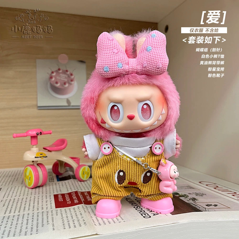 New for Labubu V1 V2 V3 Clothes Vinyl Baby Clothes Lucky Loyalty Trendy Cool Strap Pants Diy Accessories Gift Customization Doll