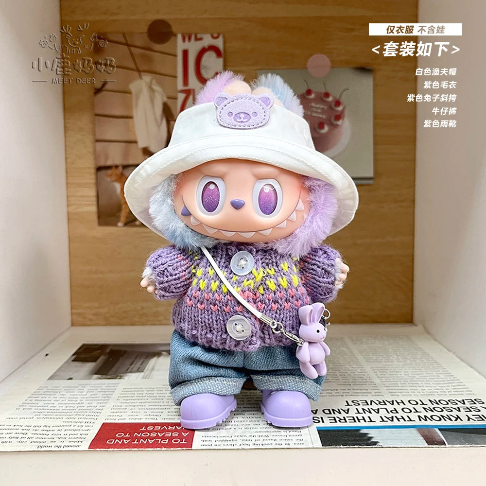 New for Labubu V1 V2 V3 Clothes Vinyl Baby Clothes Lucky Loyalty Trendy Cool Strap Pants Diy Accessories Gift Customization Doll