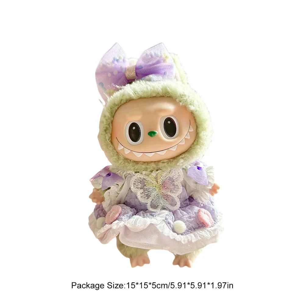 For Labubu V1 V2 Idol Cute Doll Clothes Fashion Mini Doll Outfit Accessories Leisure Suit Clothing 17Cm Labubu Clothe Best Gifts