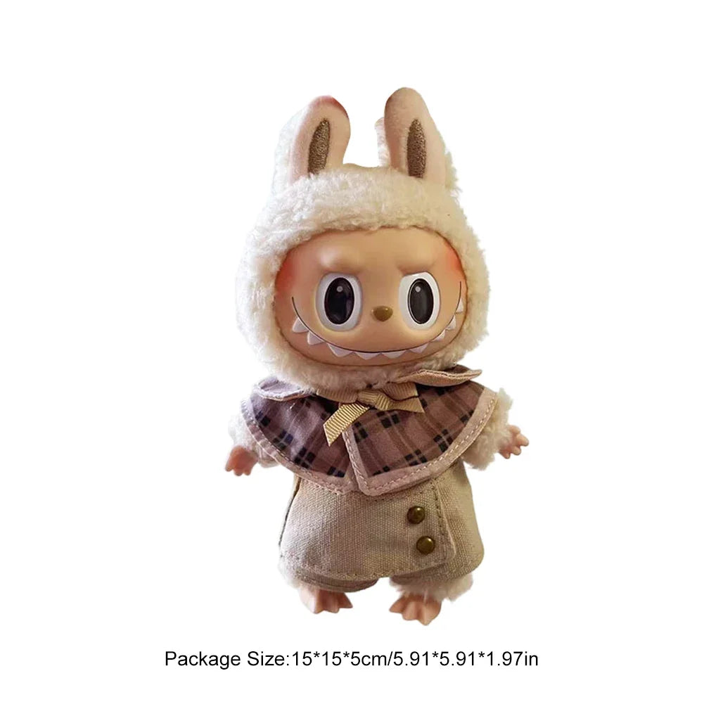 For Labubu V1 V2 Idol Cute Doll Clothes Fashion Mini Doll Outfit Accessories Leisure Suit Clothing 17Cm Labubu Clothe Best Gifts