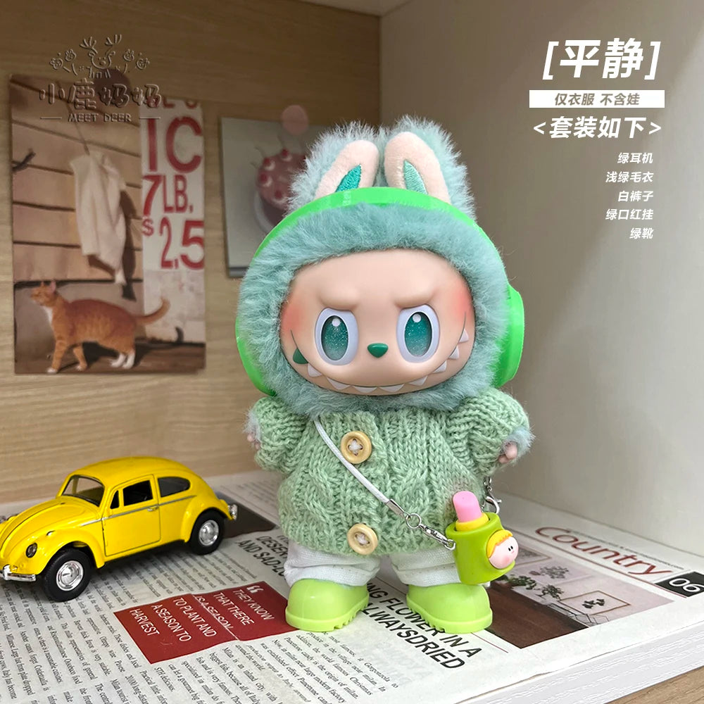New for Labubu V1 V2 V3 Clothes Vinyl Baby Clothes Lucky Loyalty Trendy Cool Strap Pants Diy Accessories Gift Customization Doll