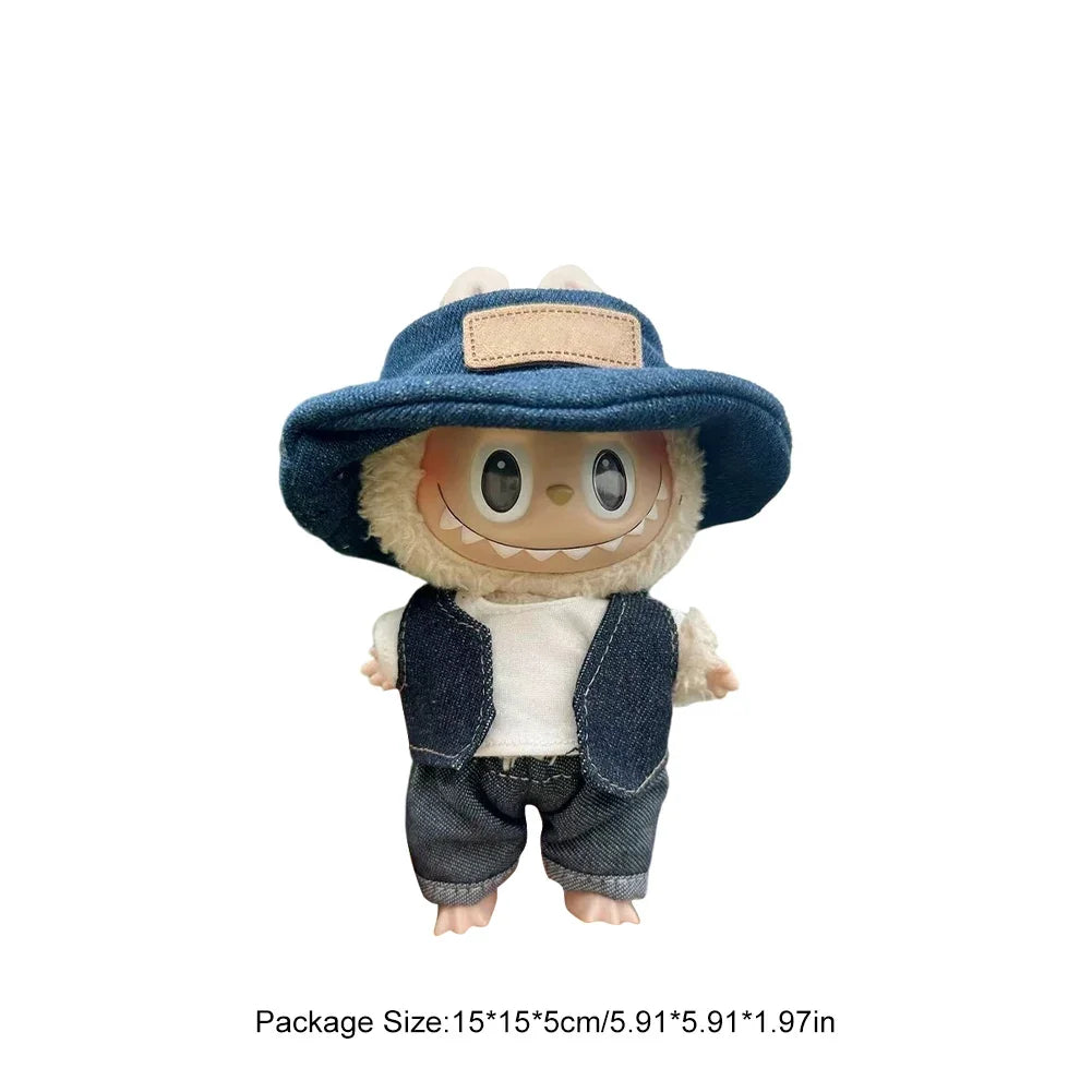 For Labubu V1 V2 Idol Cute Doll Clothes Fashion Mini Doll Outfit Accessories Leisure Suit Clothing 17Cm Labubu Clothe Best Gifts