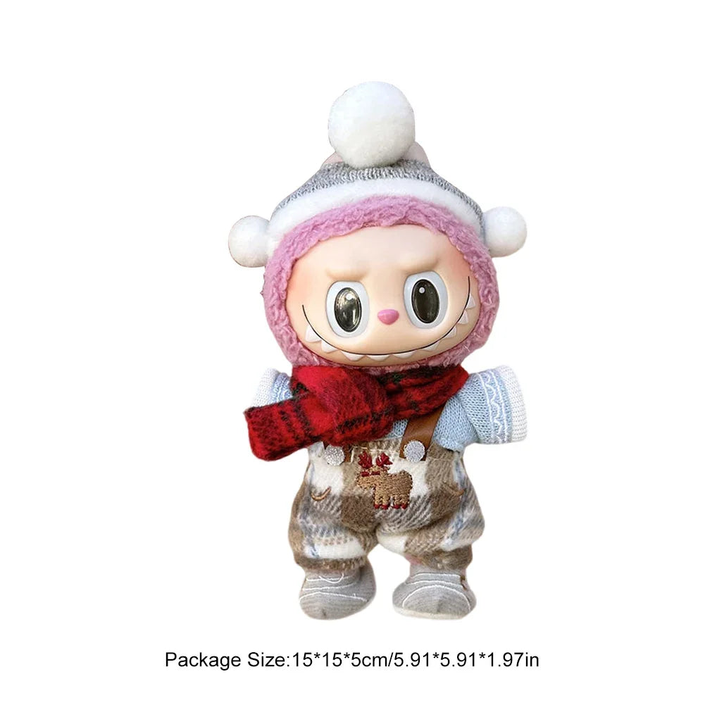 For Labubu V1 V2 Idol Cute Doll Clothes Fashion Mini Doll Outfit Accessories Leisure Suit Clothing 17Cm Labubu Clothe Best Gifts