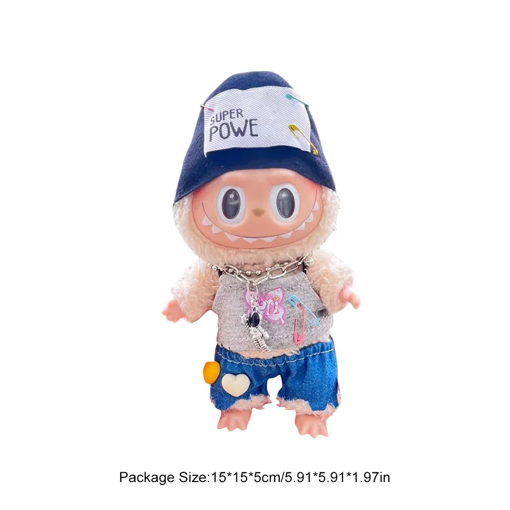 For Labubu V1 V2 Idol Cute Doll Clothes Fashion Mini Doll Outfit Accessories Leisure Suit Clothing 17Cm Labubu Clothe Best Gifts