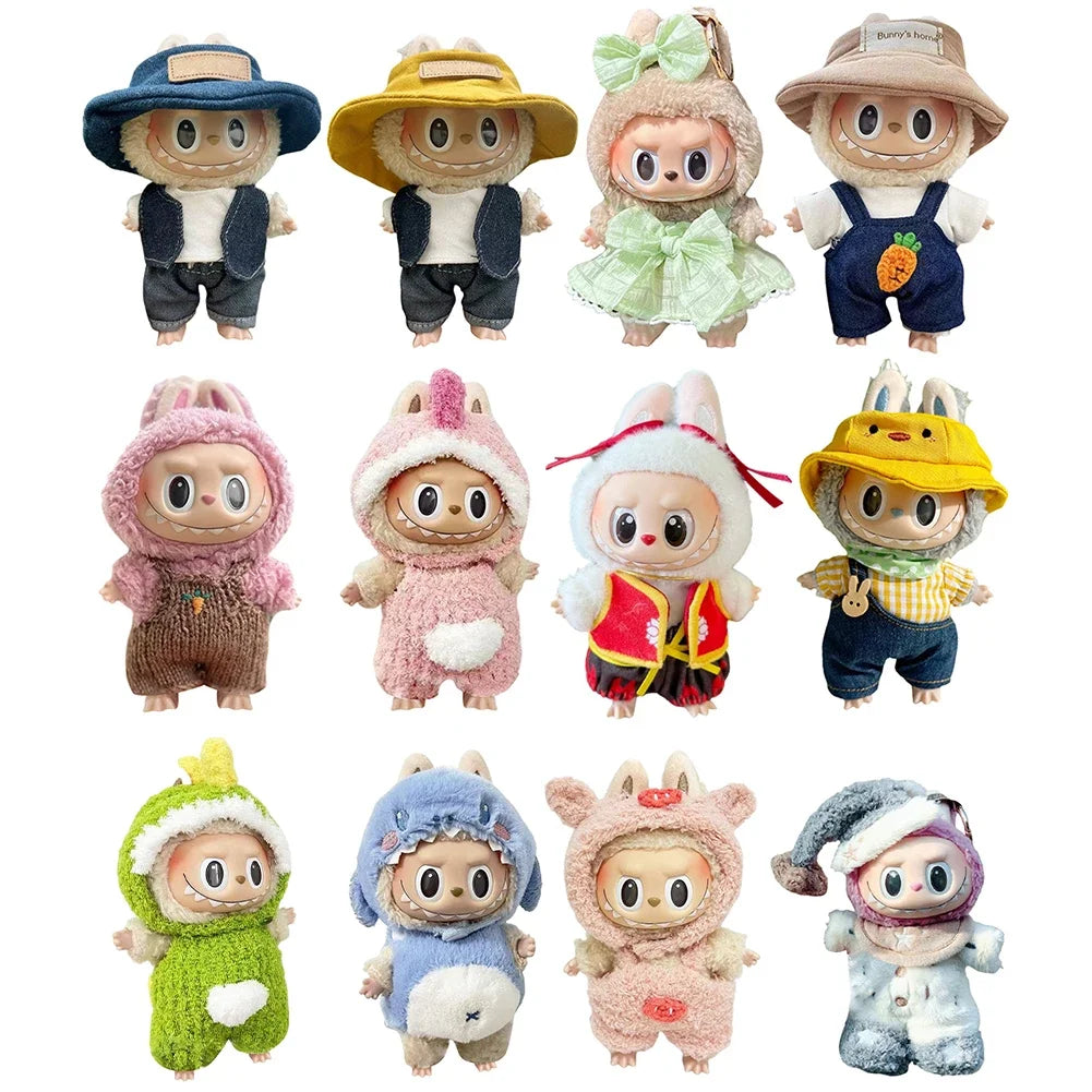 For Labubu V1 V2 Idol Cute Doll Clothes Fashion Mini Doll Outfit Accessories Leisure Suit Clothing 17Cm Labubu Clothe Best Gifts