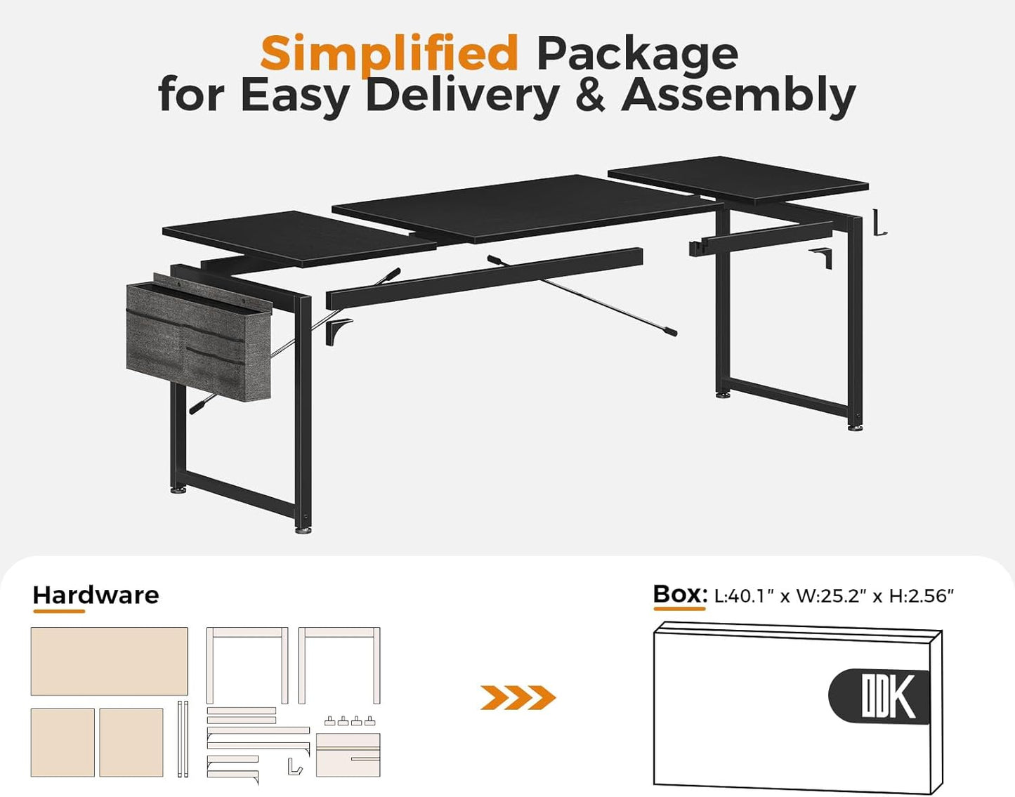 Computer Desk Large Office Desk, 63 Inch Gaming Desk with Storage, Modern PC Work Table with Headphone Hook for Home Office, Splice Board, Black