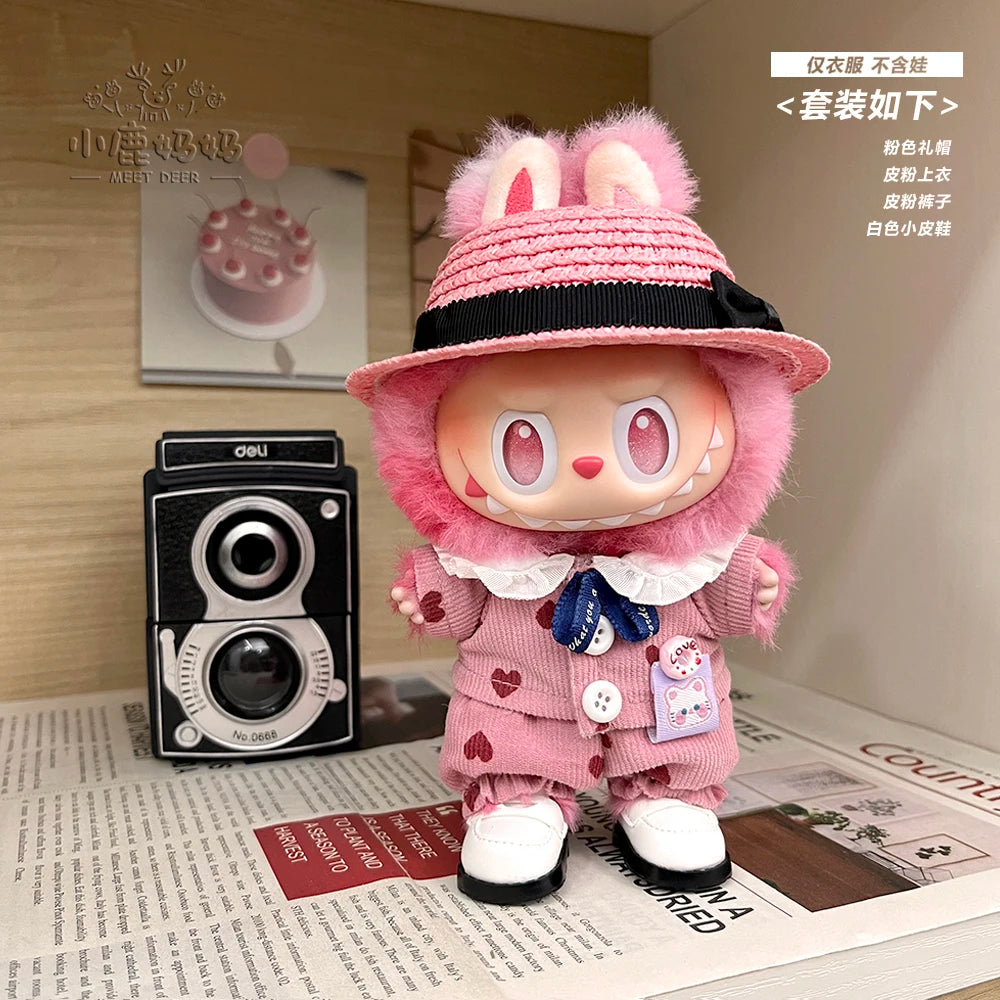 New for Labubu V1 V2 V3 Clothes Vinyl Baby Clothes Lucky Loyalty Trendy Cool Strap Pants Diy Accessories Gift Customization Doll