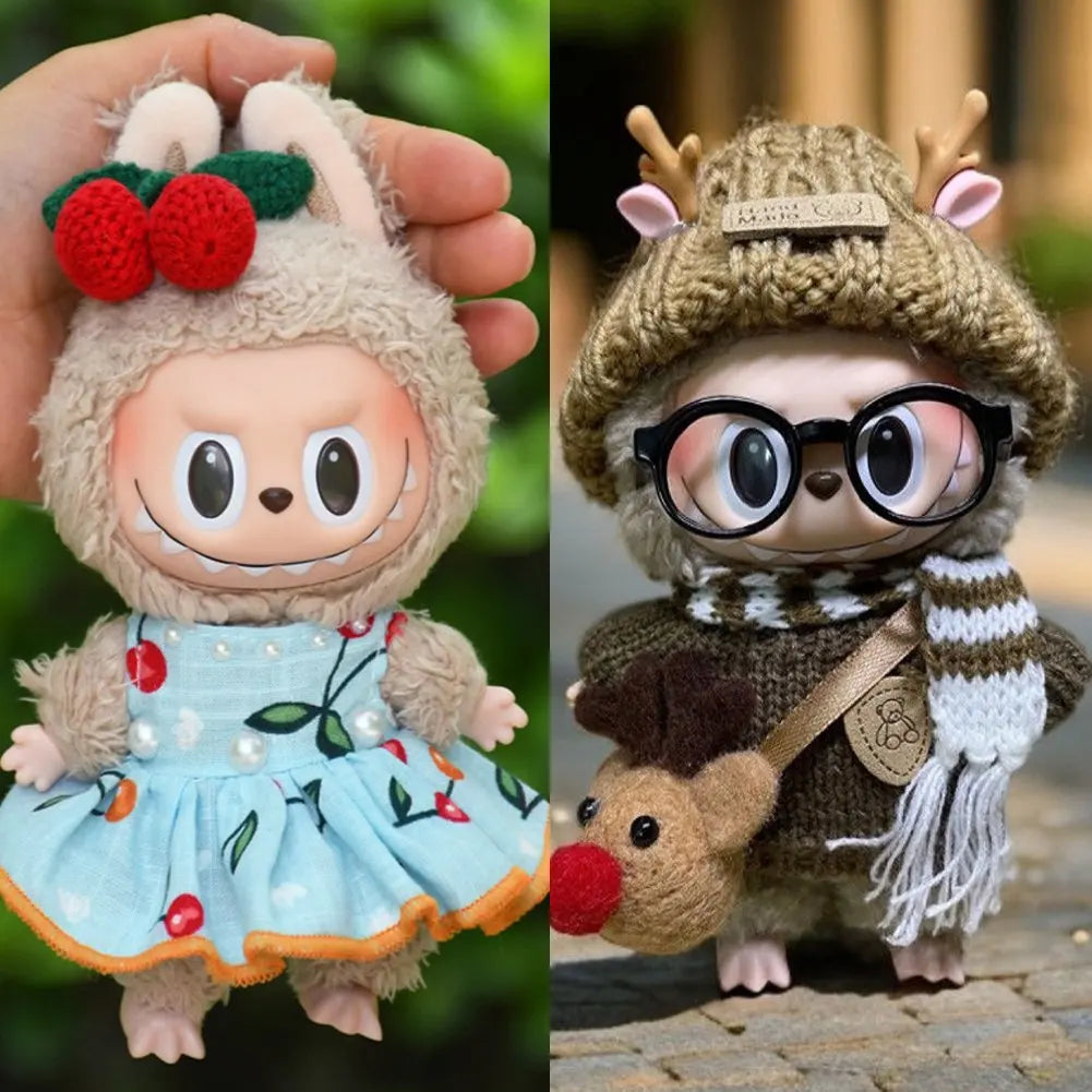 Kawaii Mini Plush Doll'S Clothes Outfit Accessories for Korea Kpop Exo Labubu Idol Dolls Skirt Hairpin Clothing DIY Kids Gift