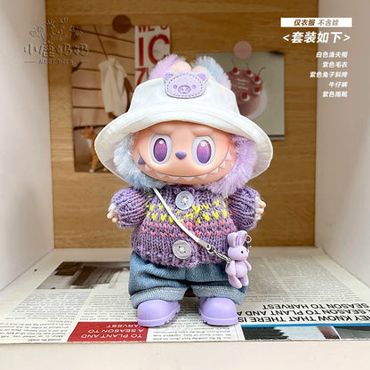 New for Labubu V1 V2 V3 Clothes Vinyl Baby Clothes Lucky Loyalty Trendy Cool Strap Pants Diy Accessories Gift Customization Doll
