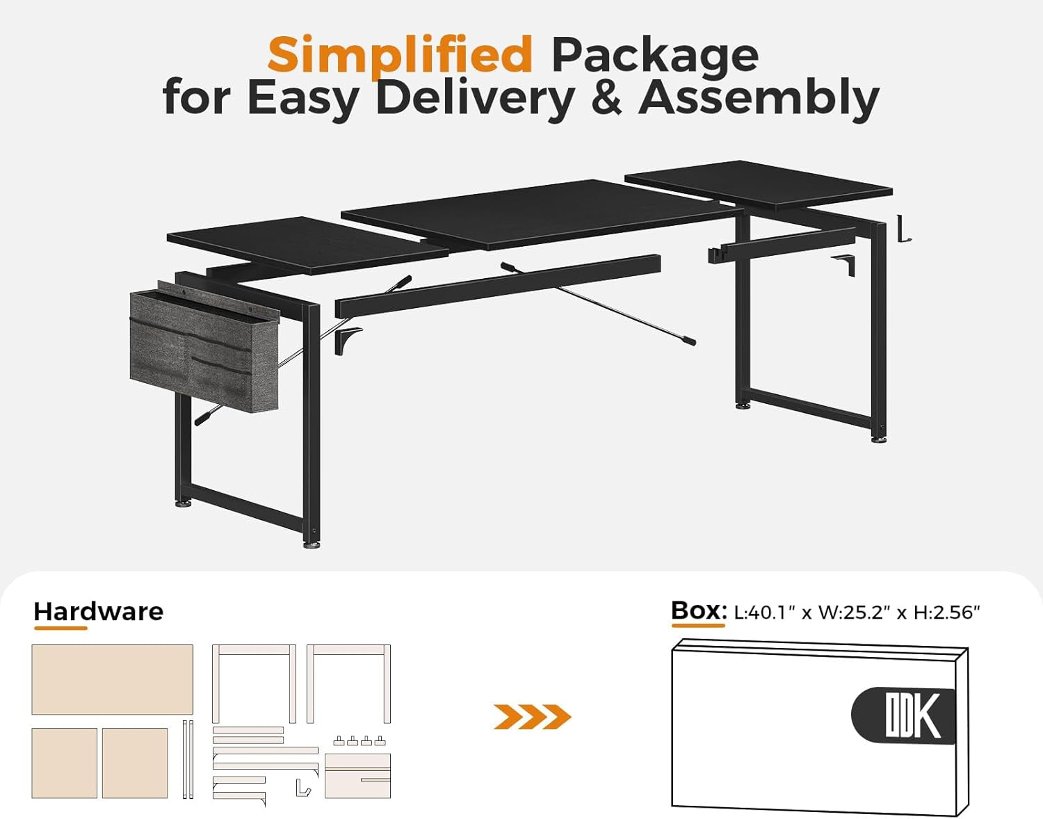 Computer Desk Large Office Desk, 63 Inch Gaming Desk with Storage, Modern PC Work Table with Headphone Hook for Home Office, Splice Board, Black