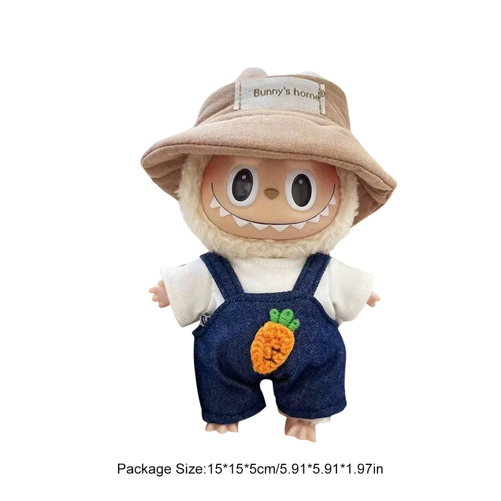 For Labubu V1 V2 Idol Cute Doll Clothes Fashion Mini Doll Outfit Accessories Leisure Suit Clothing 17Cm Labubu Clothe Best Gifts